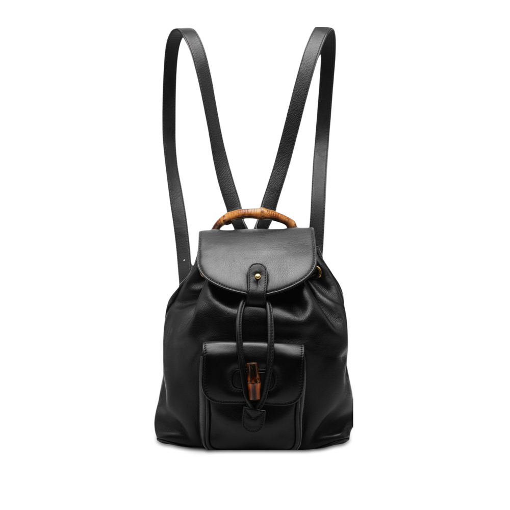 Pre-Loved Gucci Mini Calfskin Bamboo Drawstring Backpack
